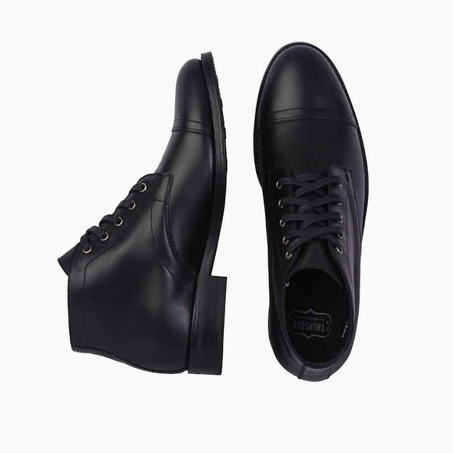 Thursday Boots Cadet Nahkaiset Miesten Chukka Saappaat Mustat | FI44XYU