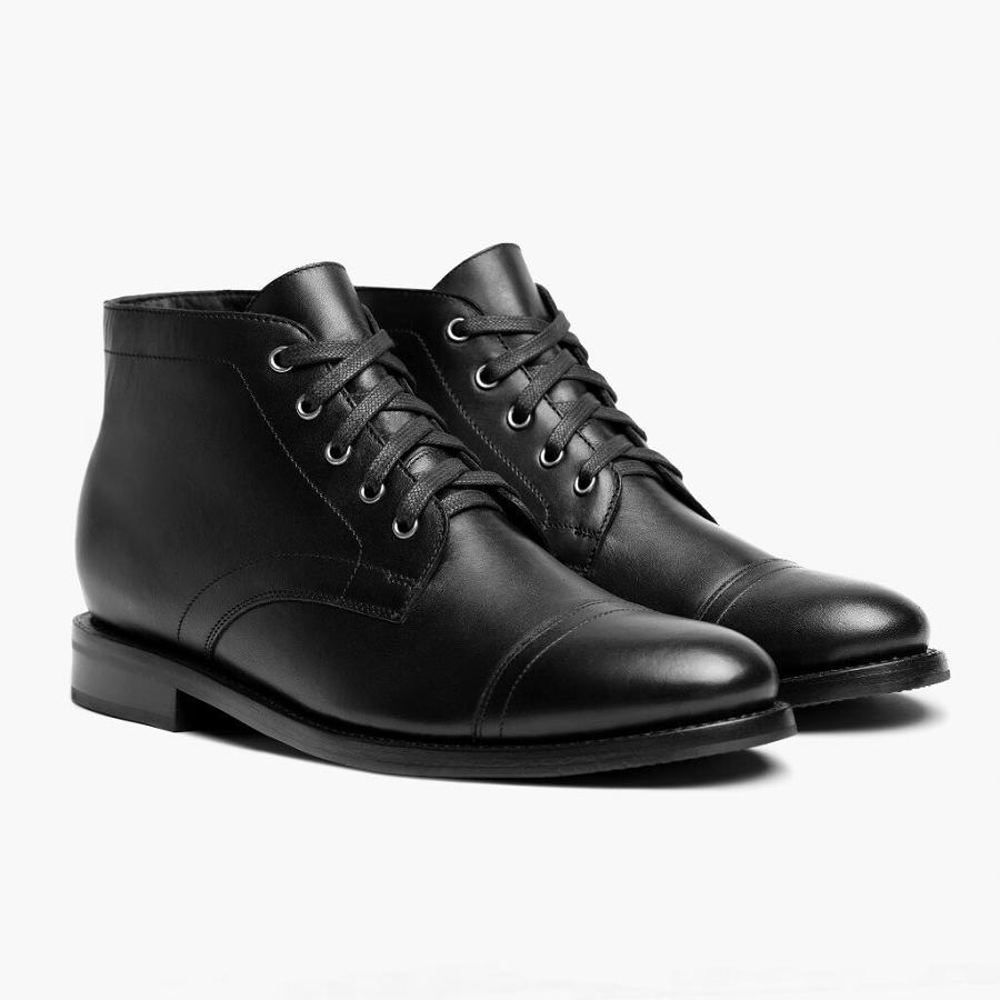 Thursday Boots Cadet Nahkaiset Miesten Nauhasaappaat Mustat | FI66NWY