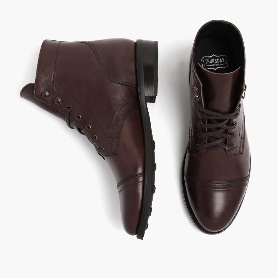 Thursday Boots Captain Nahkaiset Classic Naisten Nauhasaappaat Kahvi | FI426EBC