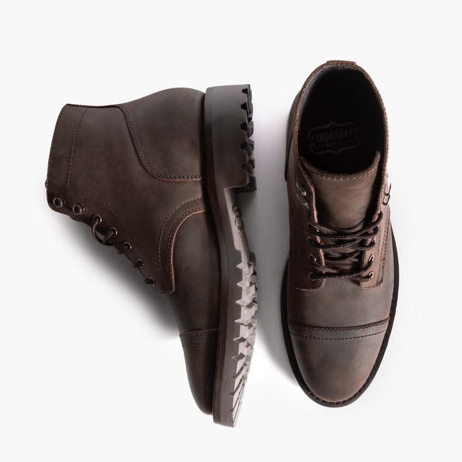 Thursday Boots Captain Nahkaiset Classic Miesten Nauhasaappaat Kahvi | FI78DFM