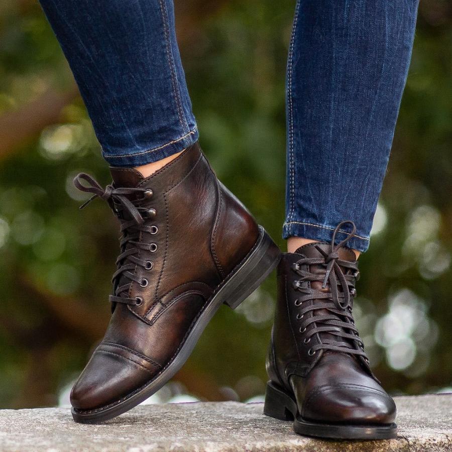 Thursday Boots Captain Nahkaiset Rugged & Resilient Naisten Nauhasaappaat Kahvi | FI409ZUT