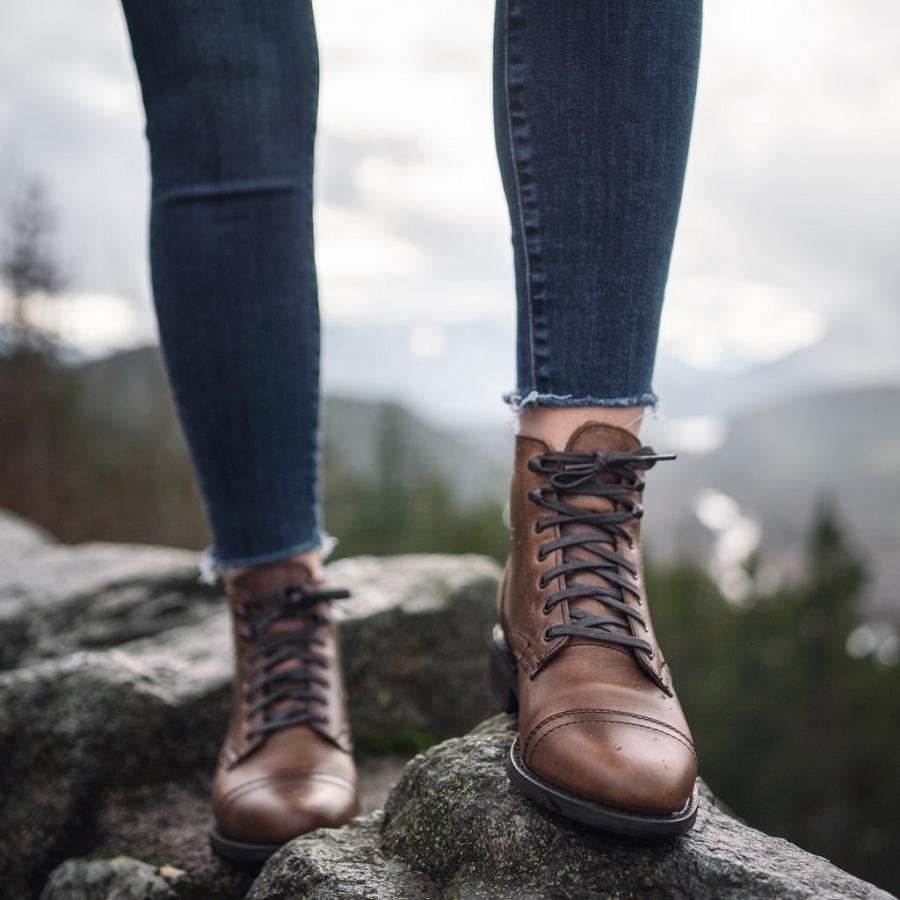 Thursday Boots Captain Nahkaiset Rugged & Resilient Naisten Nauhasaappaat Mustat Kahvi | FI410LIS