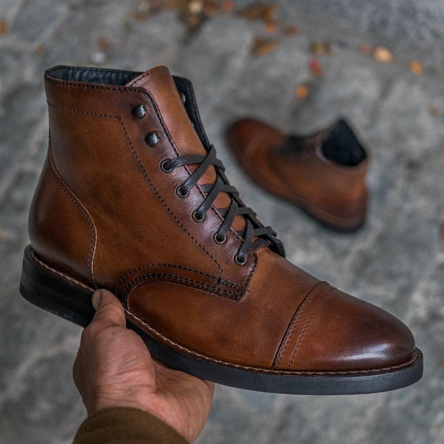 Thursday Boots Captain Nahkaiset Rugged & Resilient Miesten Nauhasaappaat Kahvi | FI81PJJ