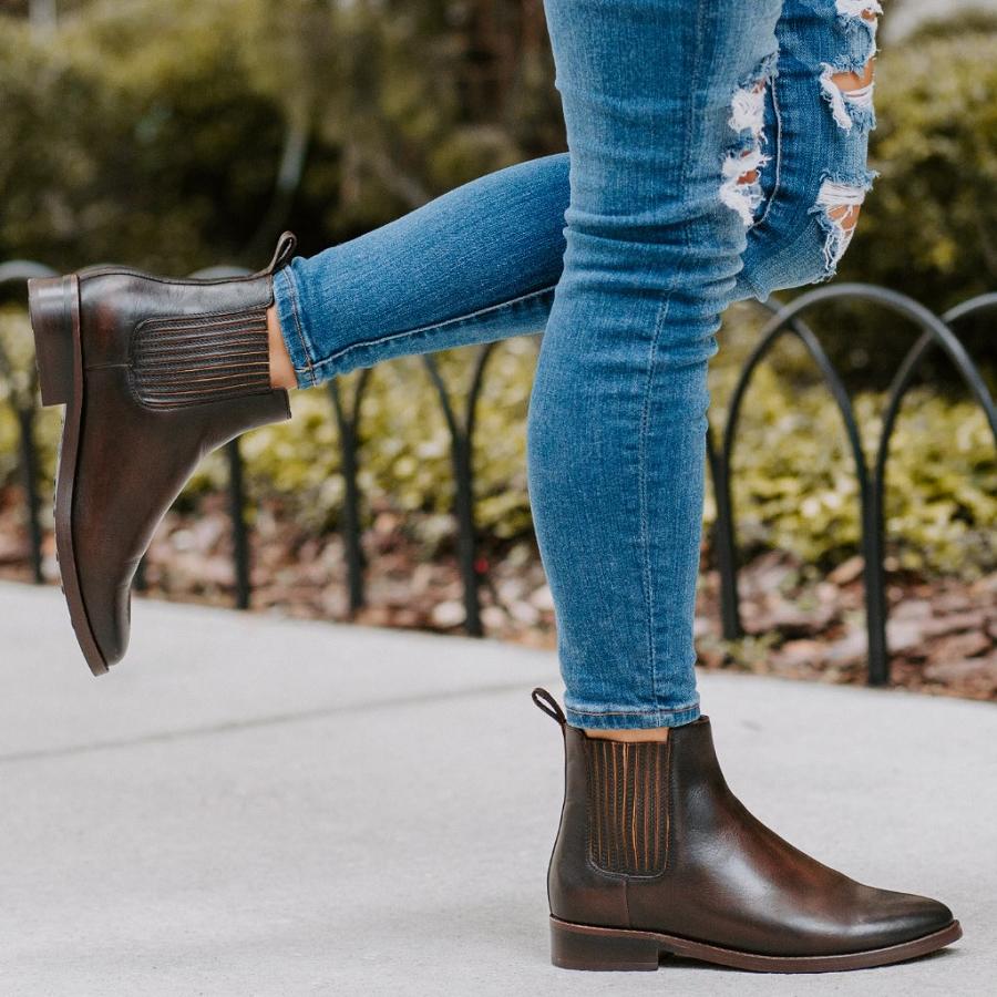 Thursday Boots Dreamer Nahkaiset Naisten Chelsea Saappaat Mustat Kahvi | FI185PJJ