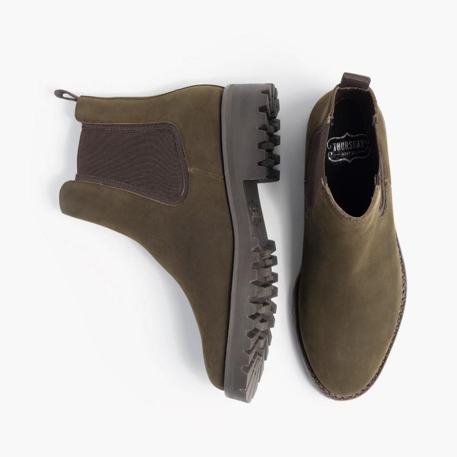 Thursday Boots Legend Nubuck Naisten Chelsea Saappaat Oliivinvihreä | FI394OKI