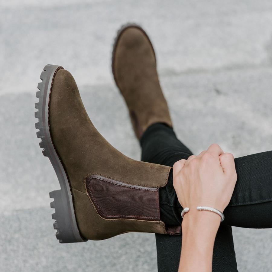 Thursday Boots Legend Nubuck Naisten Chelsea Saappaat Oliivinvihreä | FI394OKI