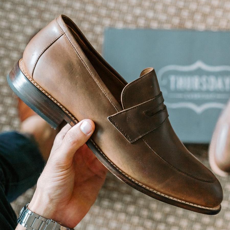 Thursday Boots Lincoln Nahkaiset Miesten Purjehduskengät Ruskea | FI238OKI