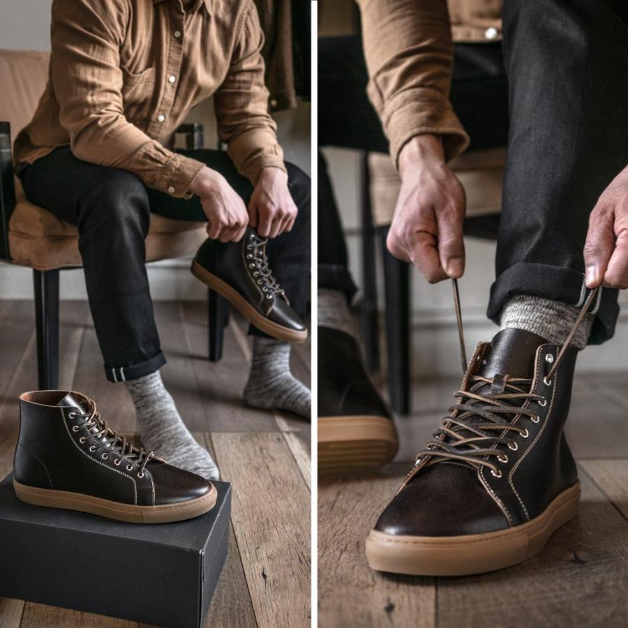 Thursday Boots Premier High Tops Nahkaiset Miesten Tennarit Viininpunainen | FI217RVD