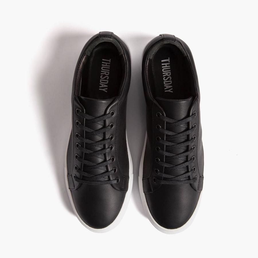 Thursday Boots Premier Low Tops Nahkaiset Miesten Tennarit Mustat | FI223BEX