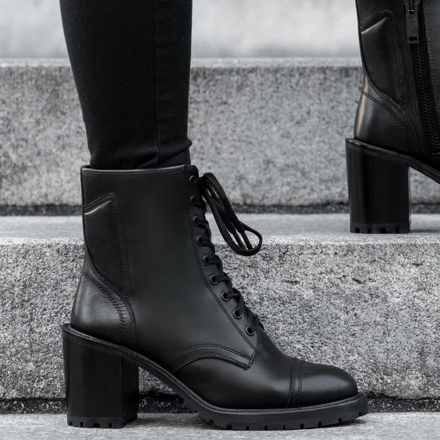 Thursday Boots Rebel Nahkaiset Naisten Saappaat Mustat | FI390DFM27