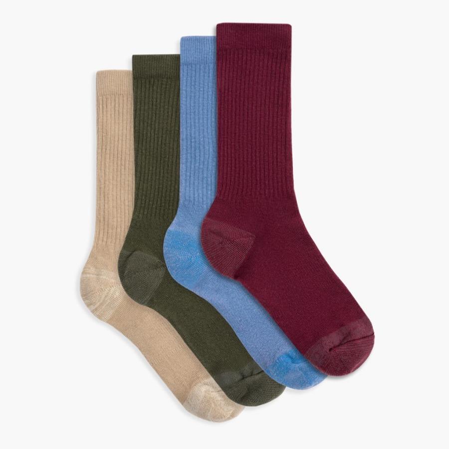 Thursday Boots Sodello Classic Crew Puuvilla 4-Pack Naisten Sukat Punainen Monivärinen | FI390DFM45