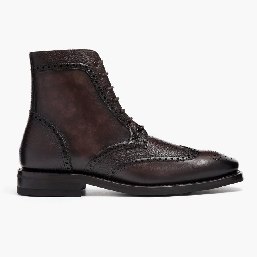 Thursday Boots Wingtip Nahkaiset Miesten Nauhasaappaat Viininpunainen | FI132AHK