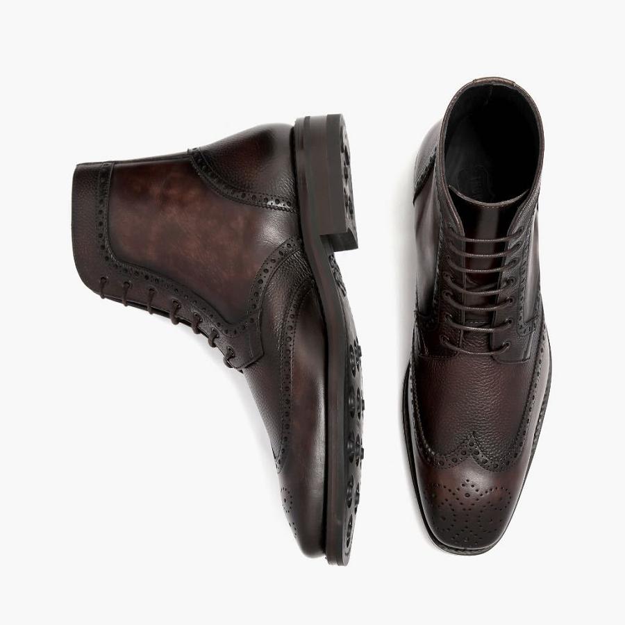 Thursday Boots Wingtip Nahkaiset Miesten Nauhasaappaat Viininpunainen | FI132AHK