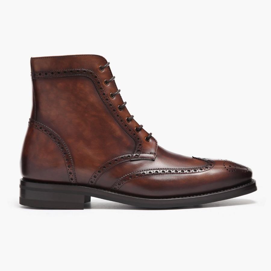 Thursday Boots Wingtip Nahkaiset Miesten Nauhasaappaat Ruskea | FI134OKI